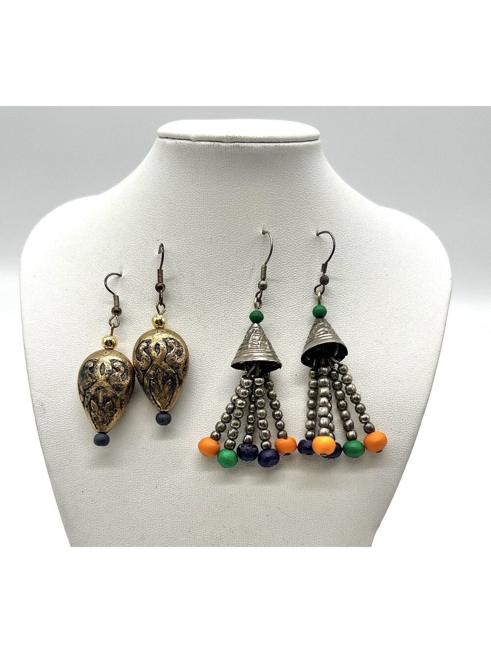 2 Pairs Metal Fashion Earrings Boho Unique Dangle Silver Copper